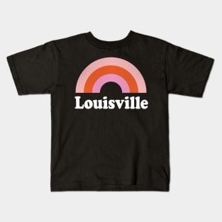 Louisville, Kentucky - KY Retro Rainbow and Text Kids T-Shirt